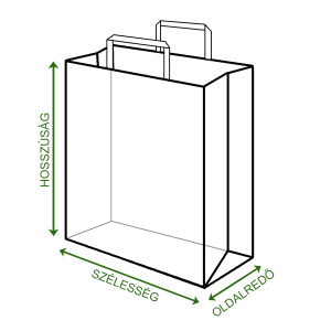 Papírtáska, 32 + 16 x 45 cm, szalagfüles, barna, karácsonyi mintával