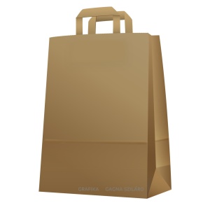 Papírtáska, 32 + 17 x 27 cm, szalagfüles, barna