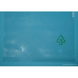 Ragasztócsíkos, léglyukas PP (celofánszerű) tasak, 25 x 35 cm