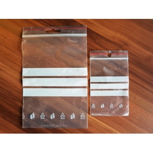 Írható felületű simítózáras tasak, 18 x 25 cm