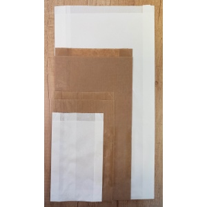 Barna éltalpas papírzacskó, 140 + 50 x 250 mm