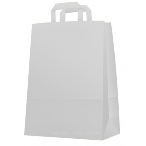 Papírtáska, 26 + 12 x 35 cm, szalagfüles, fehér