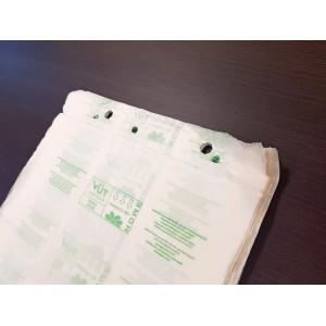 Kukoricakeményítőből készült (PLA), lebomló, tömbösített tasak, 30 x 40 cm (3 kg)