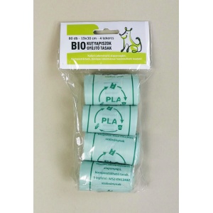 Lebomló kutyapiszok zacskó, 20 db / tekercs, komposztálható kutyaürülék gyűjtő tasak (PLA)