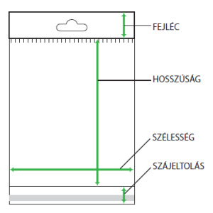 Felakasztható, eurolyukas, ragasztócsíkos PP (celofánszerű) tasak, 5 x 7 cm