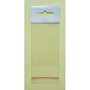 Felakasztható, eurolyukas, ragasztócsíkos PP (celofánszerű) tasak, 10 x 15 cm