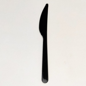 Műanyag kés, elmosható, többször használható, fekete, 50 db/cs