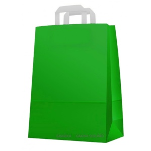 Papírtáska, 26 + 12 x 35 cm, szalagfüles, zöld
