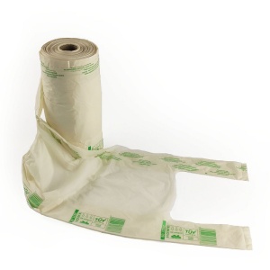 Lebomló (PLA) ingvállas rolnis táska, 5 kg-os, 21 x 45 cm, 200 db/rolni, környezetbarát rolltáska