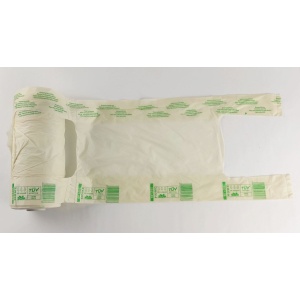 Lebomló (PLA) ingvállas rolnis táska, 5 kg-os, 21 x 45 cm, 200 db/rolni, környezetbarát rolltáska