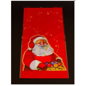 Mikulás tasak 3. Piros Mikulásos mintával, 15 x 35 cm