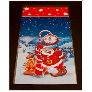 Mikulás tasak 6. Órás mintával, 15 x 35 cm