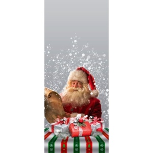 Mikulás tasak 12. Átlátszó ajándékdobozos mintával, 15 x 35 cm