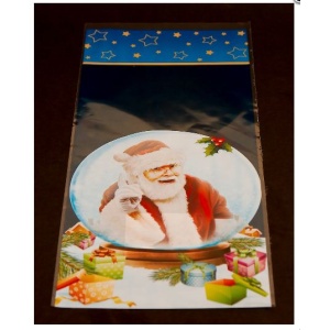 Mikulás tasak 5. Gömbös mikulásos mintával, 15 x 35 cm