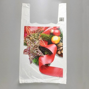 Ingvállas bevásárló táska, 28 x 50 cm, szalagos karácsonyi mintával