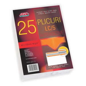 Boríték, LC/5, papír, postai, bélésnyomott, szilikonos, öntapadós, 25 db