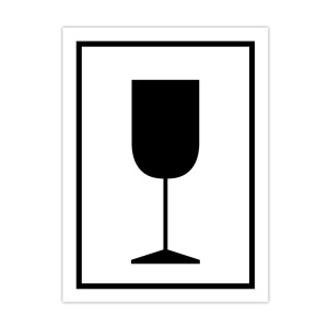 Címke törékeny ábrával, tekercsen, öntapadós, 7,5 x 10 cm, 300 db